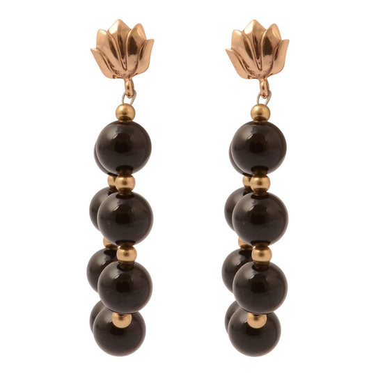 Carly Black Onyx Complete Loop Golden Post Earrings