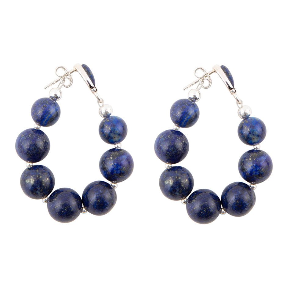 Carly Blue Lapis Complete Loop Sterling Silver Post Earrings - Barse Jewelry