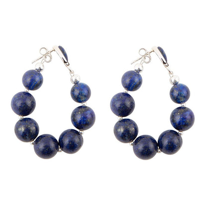 Carly Blue Lapis Complete Loop Sterling Silver Post Earrings - Barse Jewelry