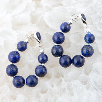 Carly Blue Lapis Complete Loop Sterling Silver Post Earrings - Barse Jewelry