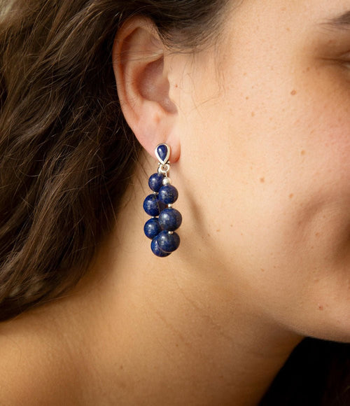 Carly Blue Lapis Complete Loop Sterling Silver Post Earrings - Barse Jewelry