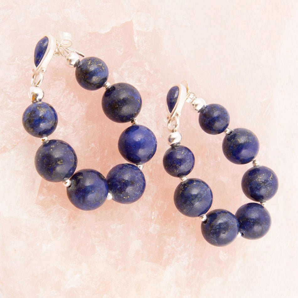 Carly Blue Lapis Complete Loop Sterling Silver Post Earrings - Barse Jewelry