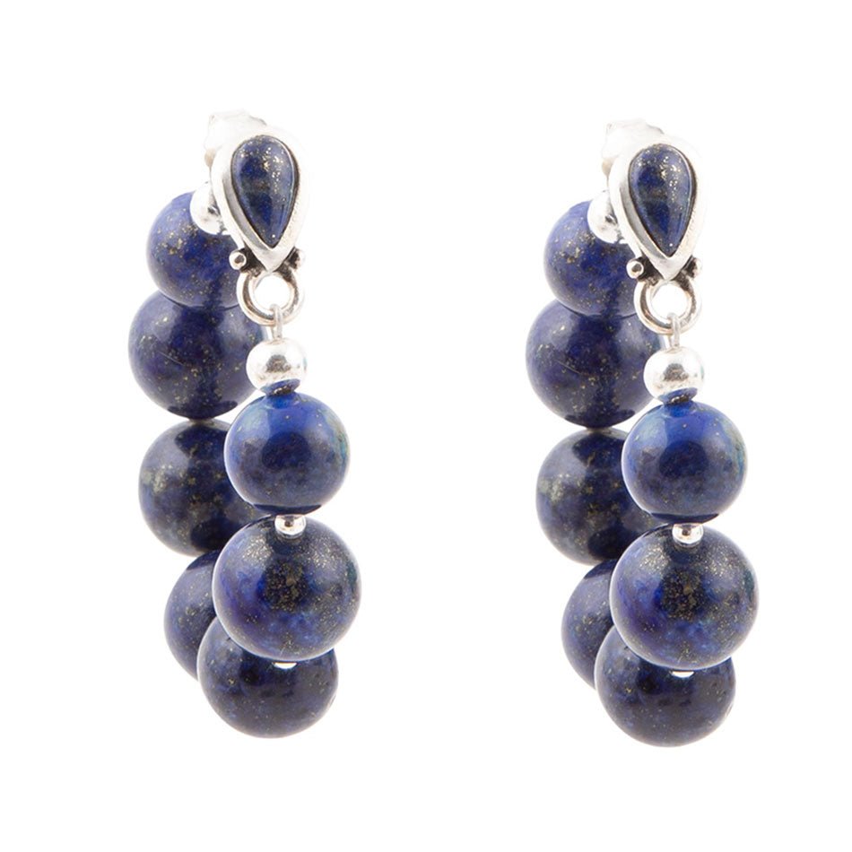 Carly Blue Lapis Complete Loop Sterling Silver Post Earrings - Barse Jewelry