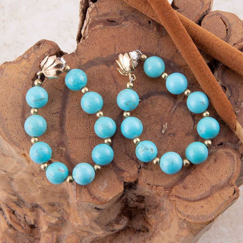 Carly Blue Magnesite Complete Loop Golden Post Earrings - Barse Jewelry