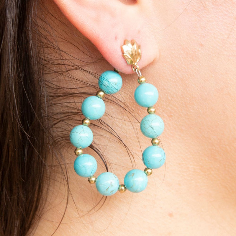 Carly Blue Magnesite Complete Loop Golden Post Earrings - Barse Jewelry