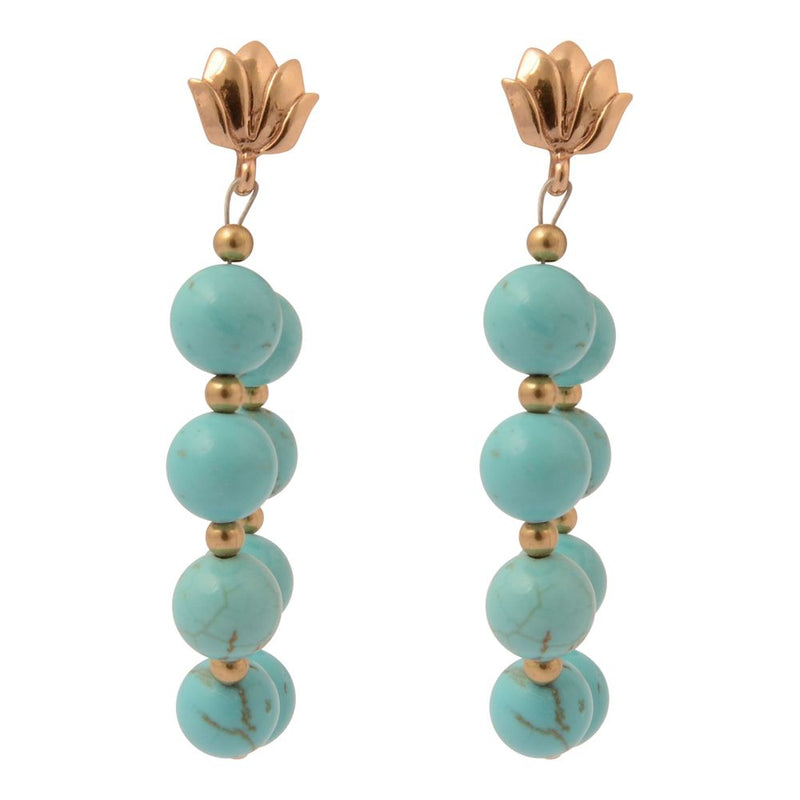 Carly Blue Magnesite Complete Loop Golden Post Earrings - Barse Jewelry