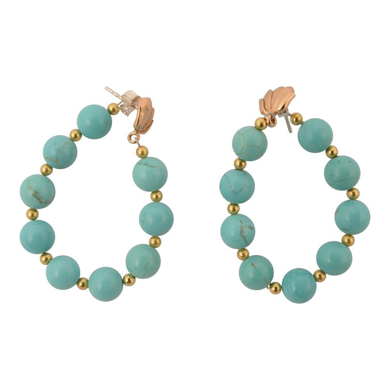 Carly Blue Magnesite Complete Loop Golden Post Earrings - Barse Jewelry