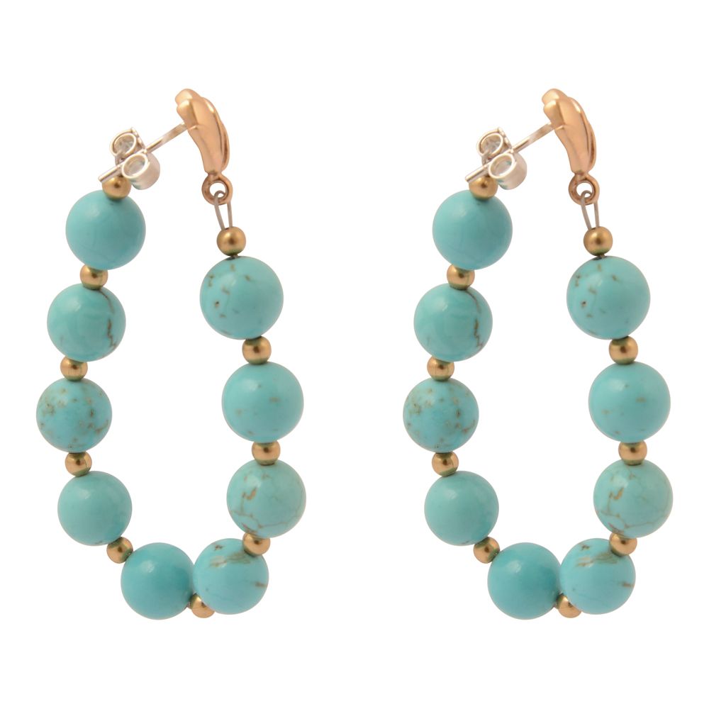 Carly Blue Magnesite Complete Loop Golden Post Earrings - Barse Jewelry