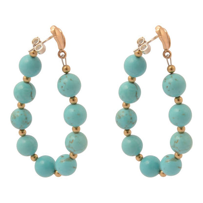 Carly Blue Magnesite Complete Loop Golden Post Earrings - Barse Jewelry