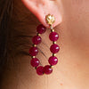 Carly Pink Agate Complete Loop Golden Post Earrings - Barse Jewelry