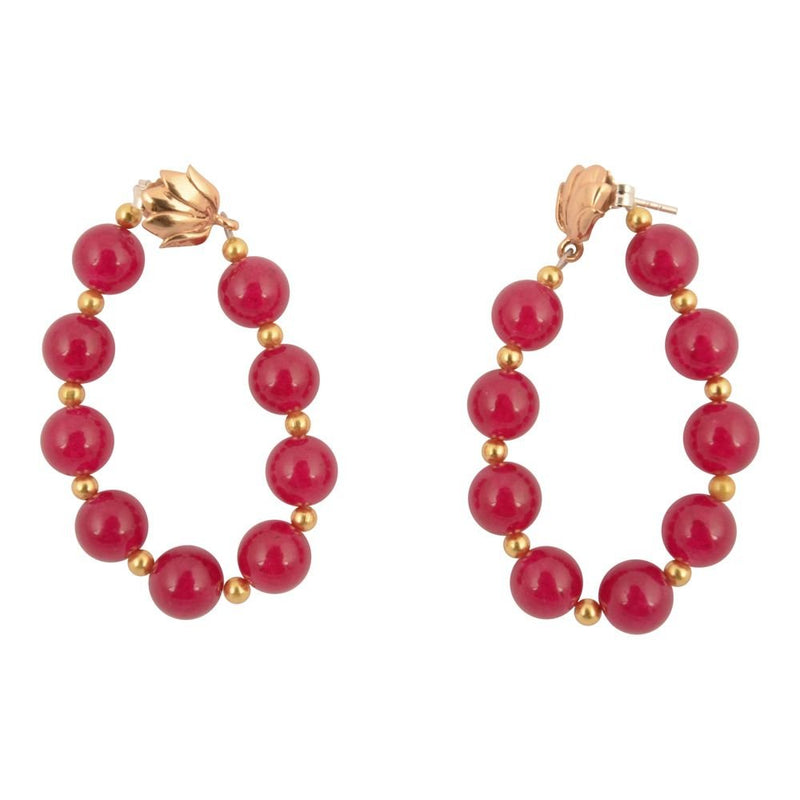 Carly Pink Agate Complete Loop Golden Post Earrings - Barse Jewelry