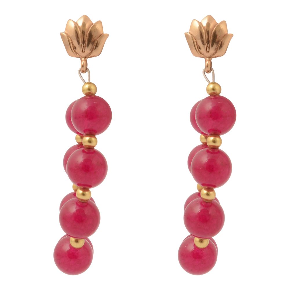 Carly Pink Agate Complete Loop Golden Post Earrings - Barse Jewelry