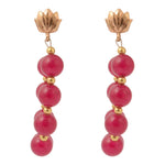 Carly Pink Agate Complete Loop Golden Post Earrings - Barse Jewelry
