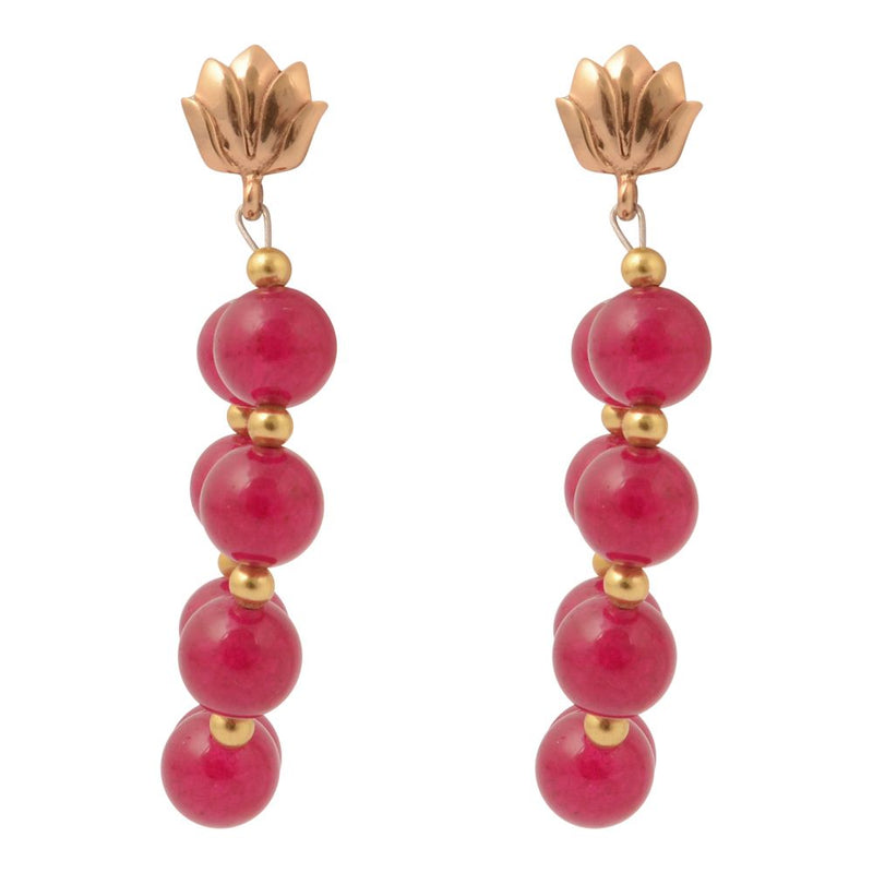 Carly Pink Agate Complete Loop Golden Post Earrings - Barse Jewelry