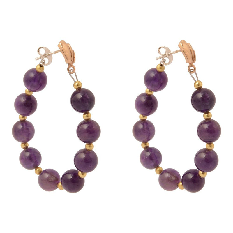 Carly Purple Amethyst Complete Loop Golden Post Earrings - Barse Jewelry