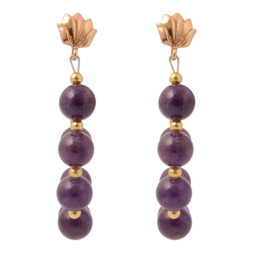 Carly Purple Amethyst Complete Loop Golden Post Earrings - Barse Jewelry