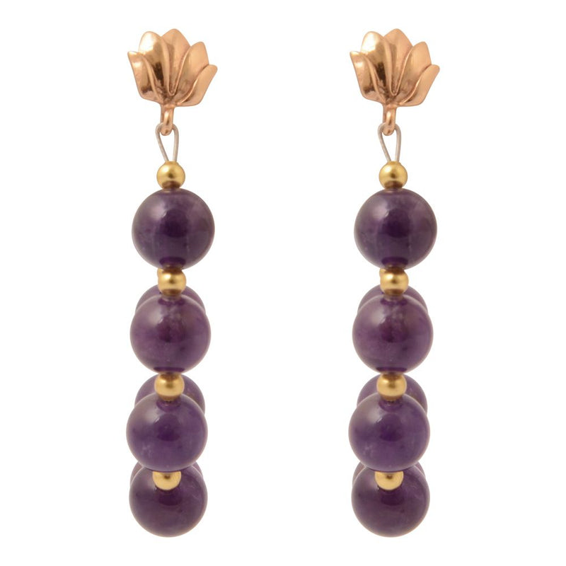 Carly Purple Amethyst Complete Loop Golden Post Earrings - Barse Jewelry