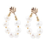 Carly White Pearl Complete Loop Golden Post Earrings - Barse Jewelry