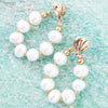 Carly White Pearl Complete Loop Golden Post Earrings - Barse Jewelry