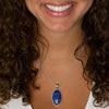 Carved Blue Lapis Sterling Silver Necklace - Barse Jewelry
