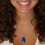 Carved Blue Lapis Sterling Silver Necklace - Barse Jewelry