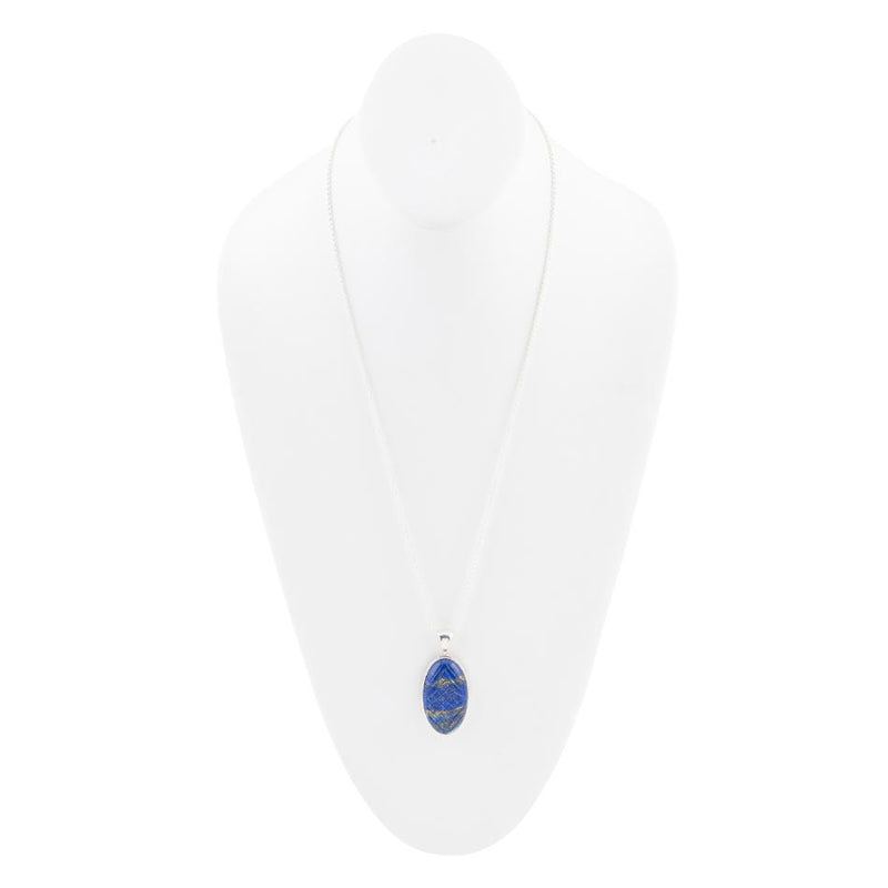 Carved Blue Lapis Sterling Silver Necklace - Barse Jewelry