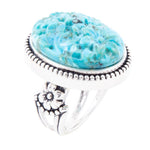 Carved Blue Turquoise and Sterling Silver Cocktail Ring - Barse Jewelry