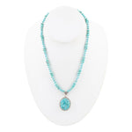Carved Blue Turquoise and Sterling Silver Pendant - Barse Jewelry