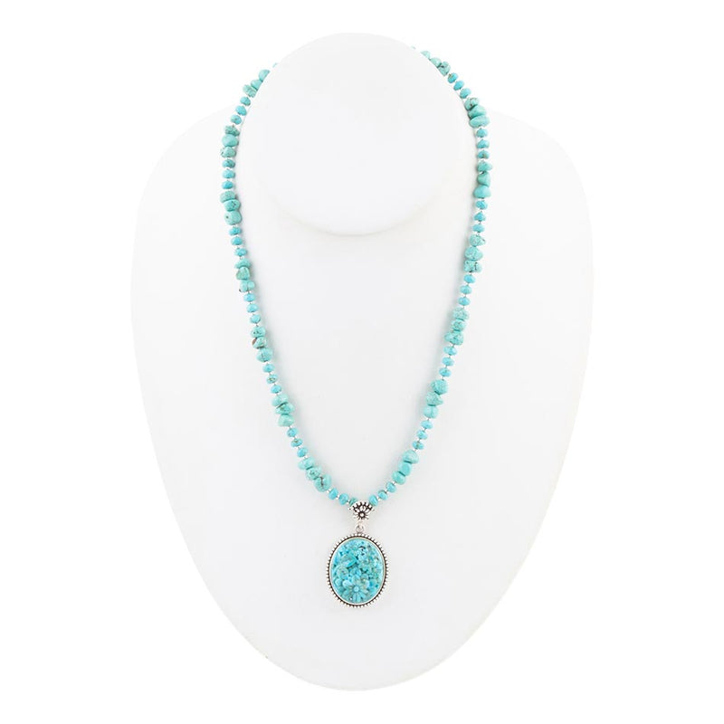 Carved Blue Turquoise and Sterling Silver Pendant - Barse Jewelry