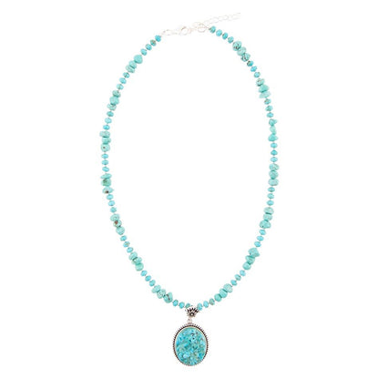Carved Blue Turquoise and Sterling Silver Pendant - Barse Jewelry