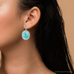 Carved Blue Turquoise Sterling Silver Drop Earrings - Barse Jewelry