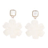 Carved White Mother of Pearl Flower Sterling Silver Statement Earrings - Barse Jewelry