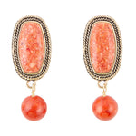 Catalina Orange Sponge Coral Golden Clip - On Earrings - Barse Jewelry