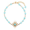 Celestial Blue Turquoise Golden Beaded Bracelet - Barse Jewelry