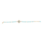 Celestial Blue Turquoise Golden Beaded Bracelet - Barse Jewelry