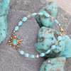 Celestial Blue Turquoise Golden Beaded Bracelet - Barse Jewelry