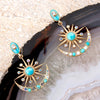 Celestial Blue Turquoise Golden Drop Earrings - Barse Jewelry