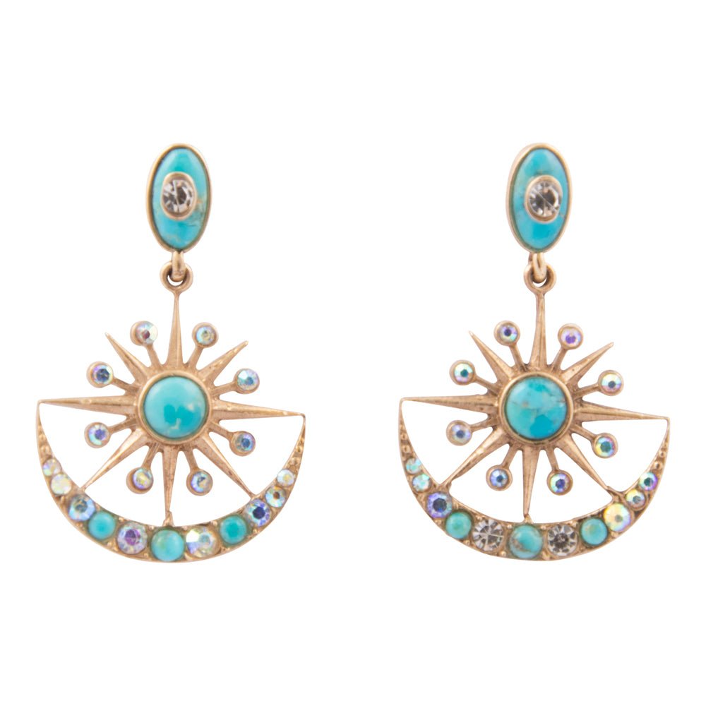 Celestial Blue Turquoise Golden Drop Earrings - Barse Jewelry