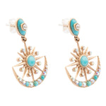Celestial Blue Turquoise Golden Drop Earrings - Barse Jewelry