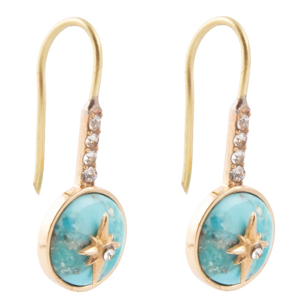 Celestial Blue Turquoise Golden Drop Earrings - Barse Jewelry