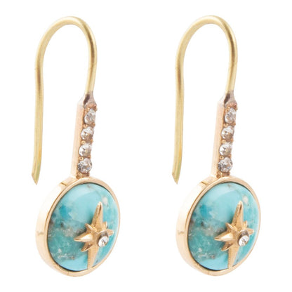 Celestial Blue Turquoise Golden Drop Earrings - Barse Jewelry