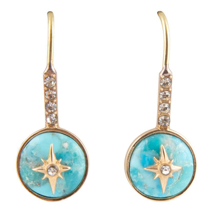 Celestial Blue Turquoise Golden Drop Earrings - Barse Jewelry