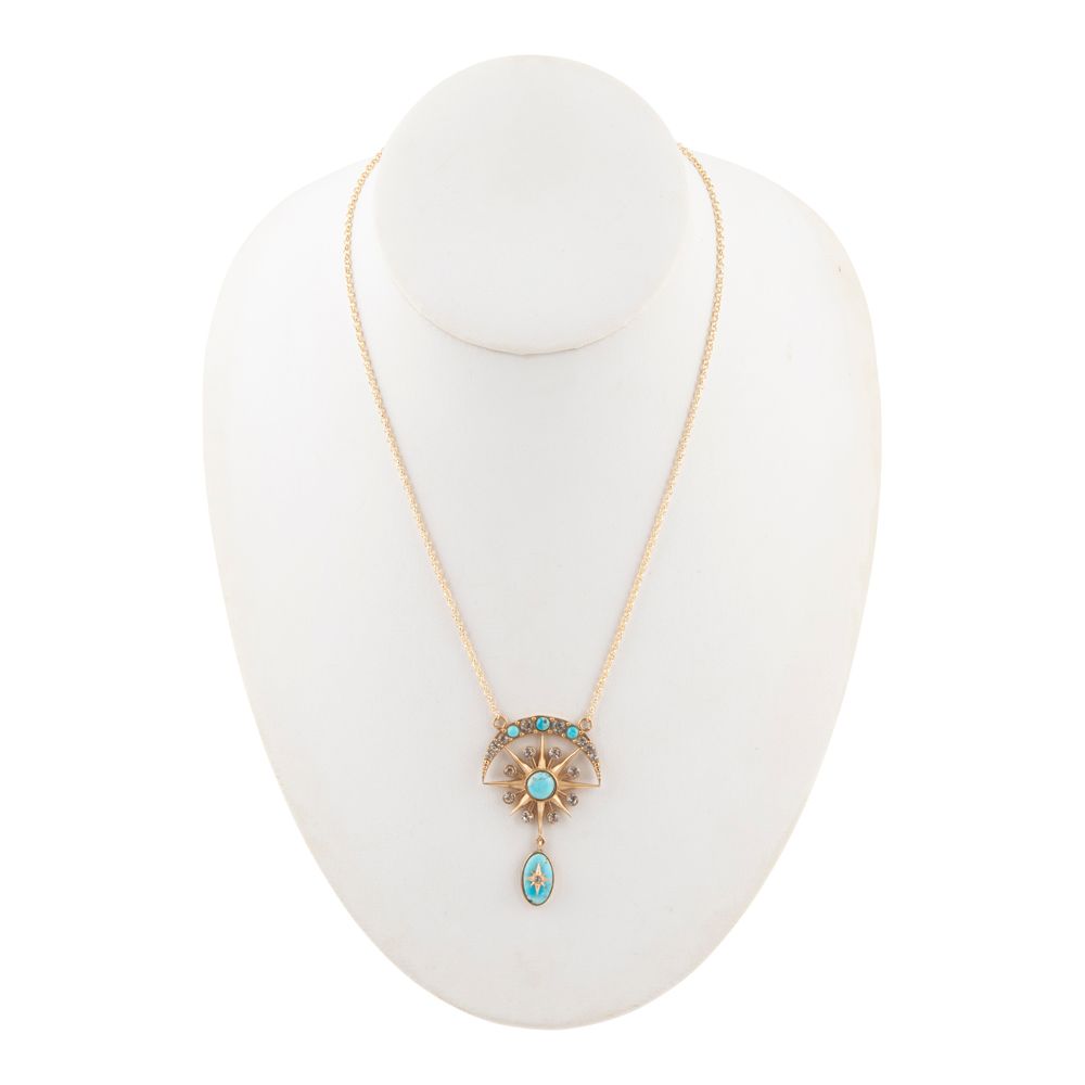 Celestial Blue Turquoise Golden Drop Necklace - Barse Jewelry