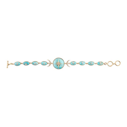 Celestial Blue Turquoise Golden Link Bracelet - Barse Jewelry