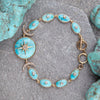 Celestial Blue Turquoise Golden Link Bracelet - Barse Jewelry
