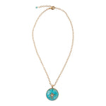 Celestial Blue Turquoise Golden Pendant Necklace - Barse Jewelry