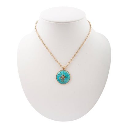 Celestial Blue Turquoise Golden Pendant Necklace - Barse Jewelry