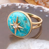 Celestial Blue Turquoise Golden Statement Ring - Barse Jewelry