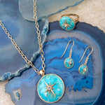 Celestial Blue Turquoise Golden Statement Ring - Barse Jewelry