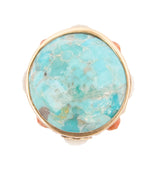 Champs Blue Turquoise and Coral Golden Statement Ring - Barse Jewelry